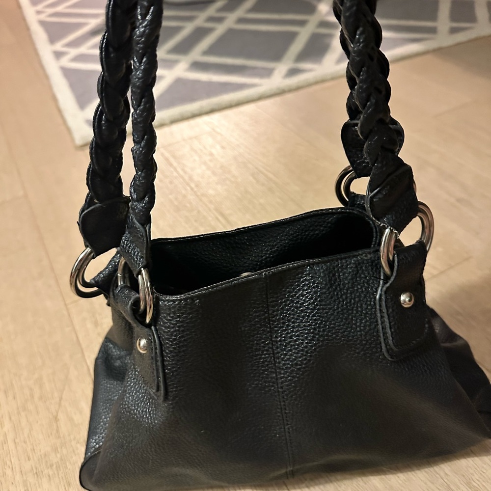 Elegant Black Faux Leather Handbag